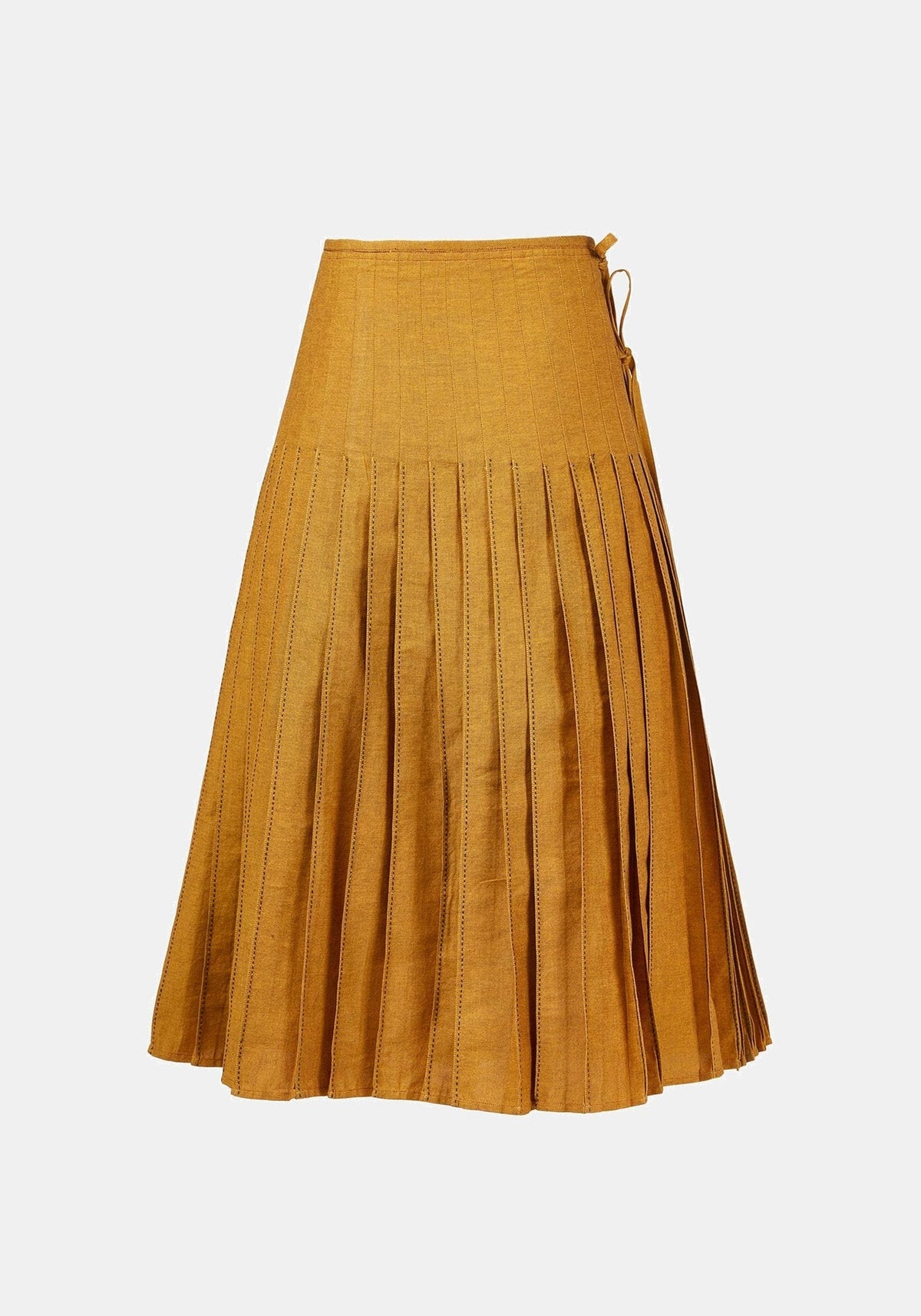 Saia Overlap Pleated Saffron – algodão, vista alternativa | Traces of Me