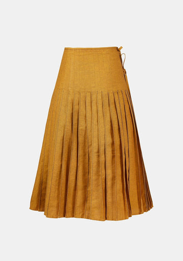 Skirt Overlap Pleated Saffron - Traces of Me