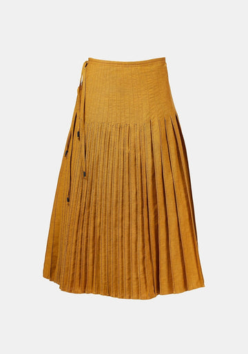 Skirt Overlap Pleated Saffron - Traces of Me