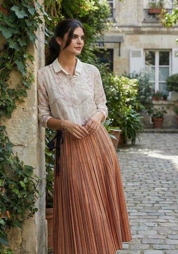 Skirt Pleated Overlap Stripes - Traces of Me