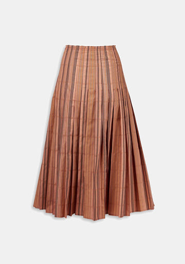 Saia Pleated Overlap Stripes – Clay, algodão, vista alternativa | Traces of Me