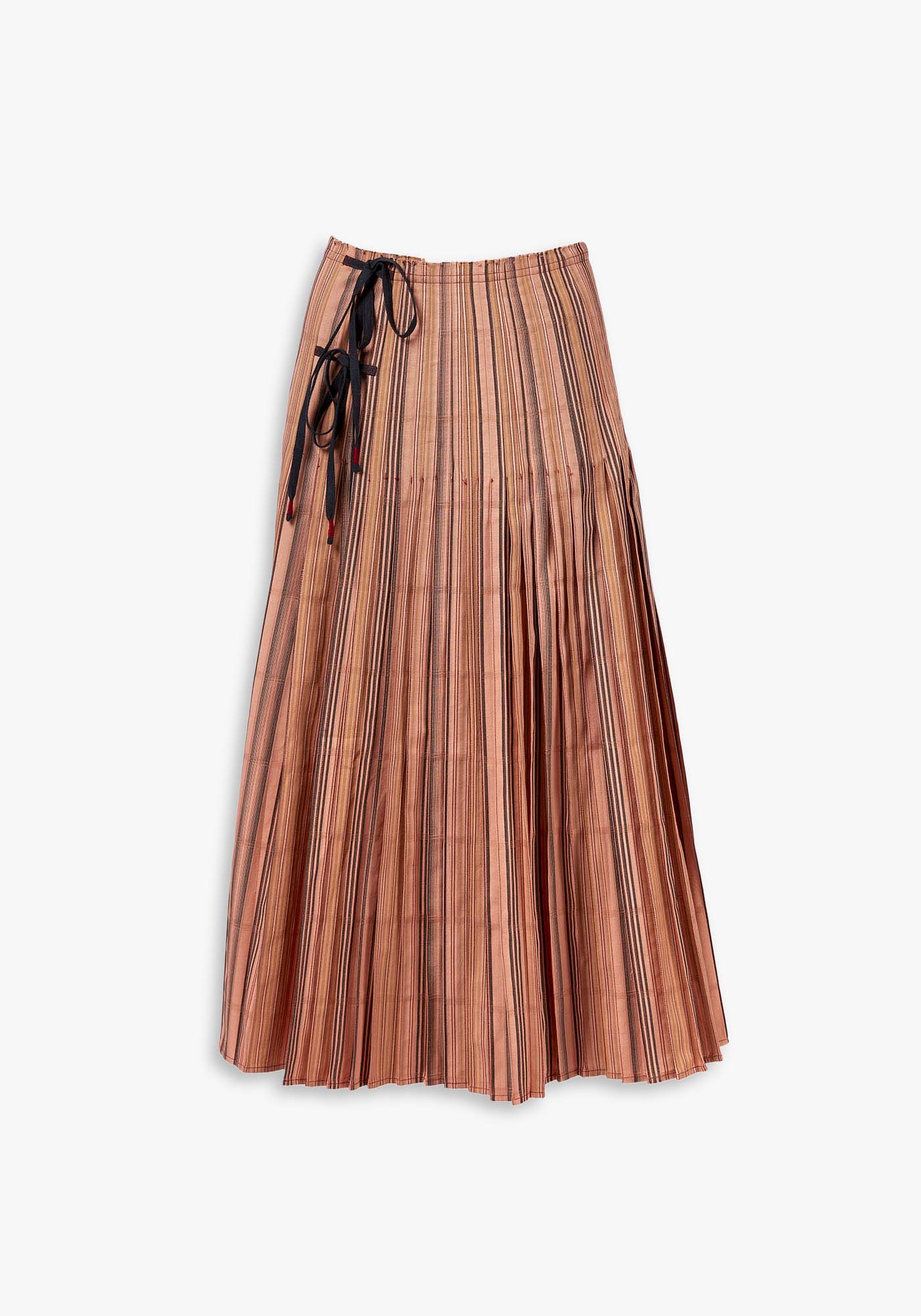 Skirt Pleated Overlap Stripes - Traces of Me