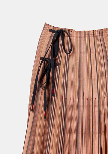 Saia Pleated Overlap Stripes – Clay, algodão, vista alternativa | Traces of Me