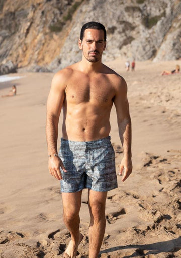 Swim Shorts Buckles Japanese Texture - Traces of Me