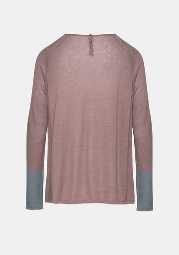 Top Key Round Neck Ice Violet – mistura de caxemira e seda, vista alternativa | Traces of Me