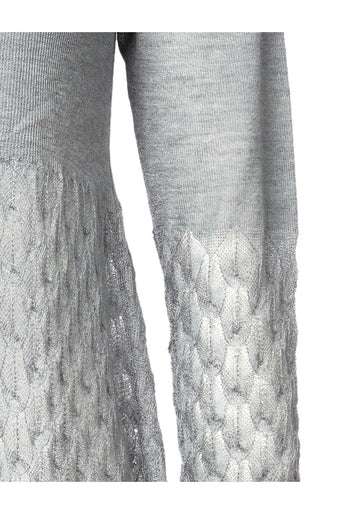Top Key Round Neck Lace Frill Coal – cashmere-wool blend, alternate view | Traces of Me