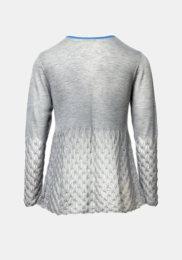 Top Key Round Neck Lace Frill Coal – caxemira-lã blend, vista alternativa | Traces of Me