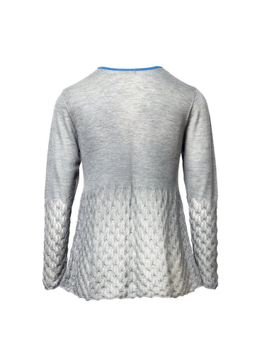 Top Key Round Neck Lace Frill Coal – cashmere-wool blend, alternate view | Traces of Me