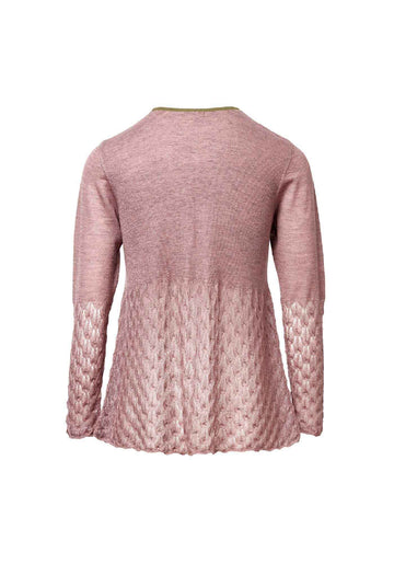 Top Key Round Neck Lace Frill Heather – cashmere-wool blend, alternate view | Traces of Me