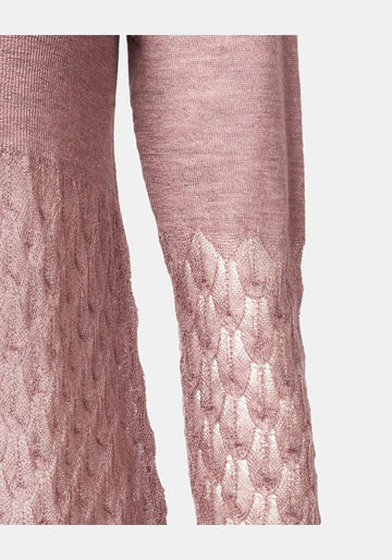 Top Key Round Neck Lace Frill Heather – caxemira-lã blend, vista alternativa | Traces of Me