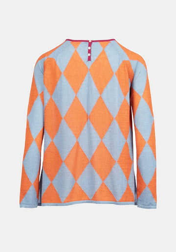 Top Key Round Neck Long Sleeves Jacaranda I Ginger – mistura de caxemira e seda, vista alternativa | Traces of Me