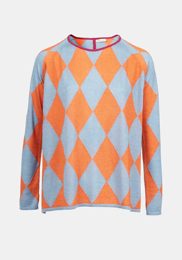 Top Key Round Neck Long Sleeves Jacaranda I Ginger – mistura de caxemira e seda, vista de produto | Traces of Me