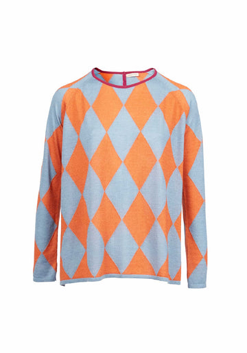 Top Key Round Neck Long Sleeves Jacaranda I Ginger – cashmere-silk blend, product view | Traces of Me