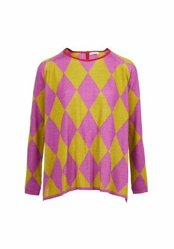 Top Key Round Neck Long Sleeves Lavender I Chartuese – cashmere-silk blend, product view | Traces of Me