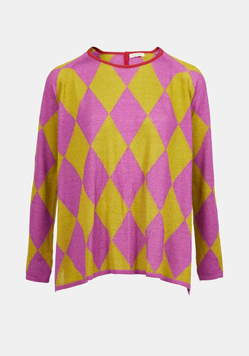 Top Key Round Neck Long Sleeves Lavender I Chartuese – mistura de caxemira e seda, vista de produto | Traces of Me