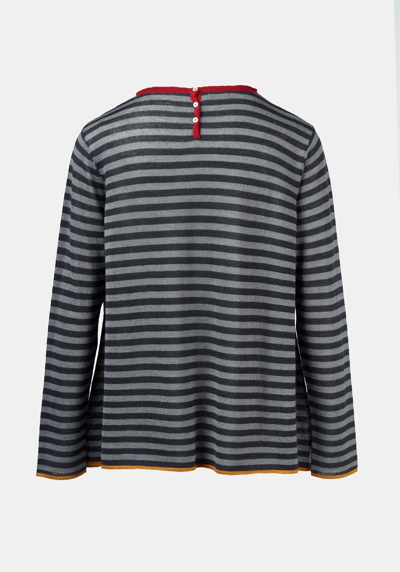 Top Key Round Neck Polo Stripes Dark Night - Traces of Me