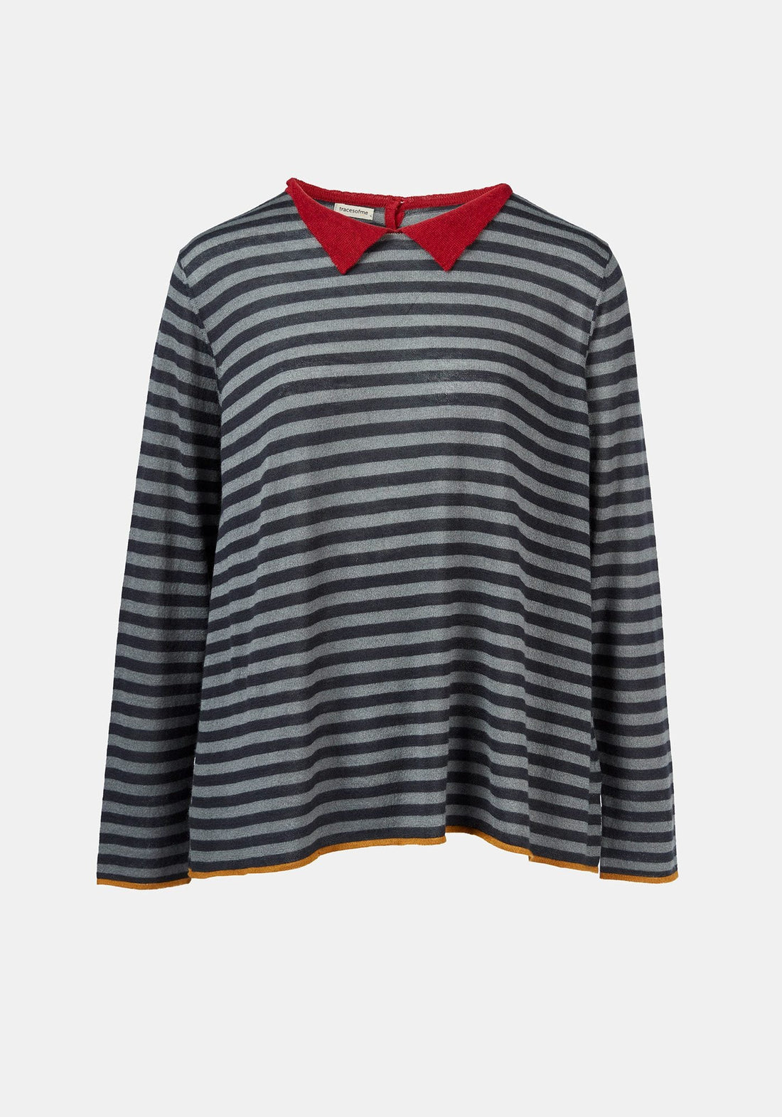 Top Key Round Neck Polo Stripes Dark Night - Traces of Me