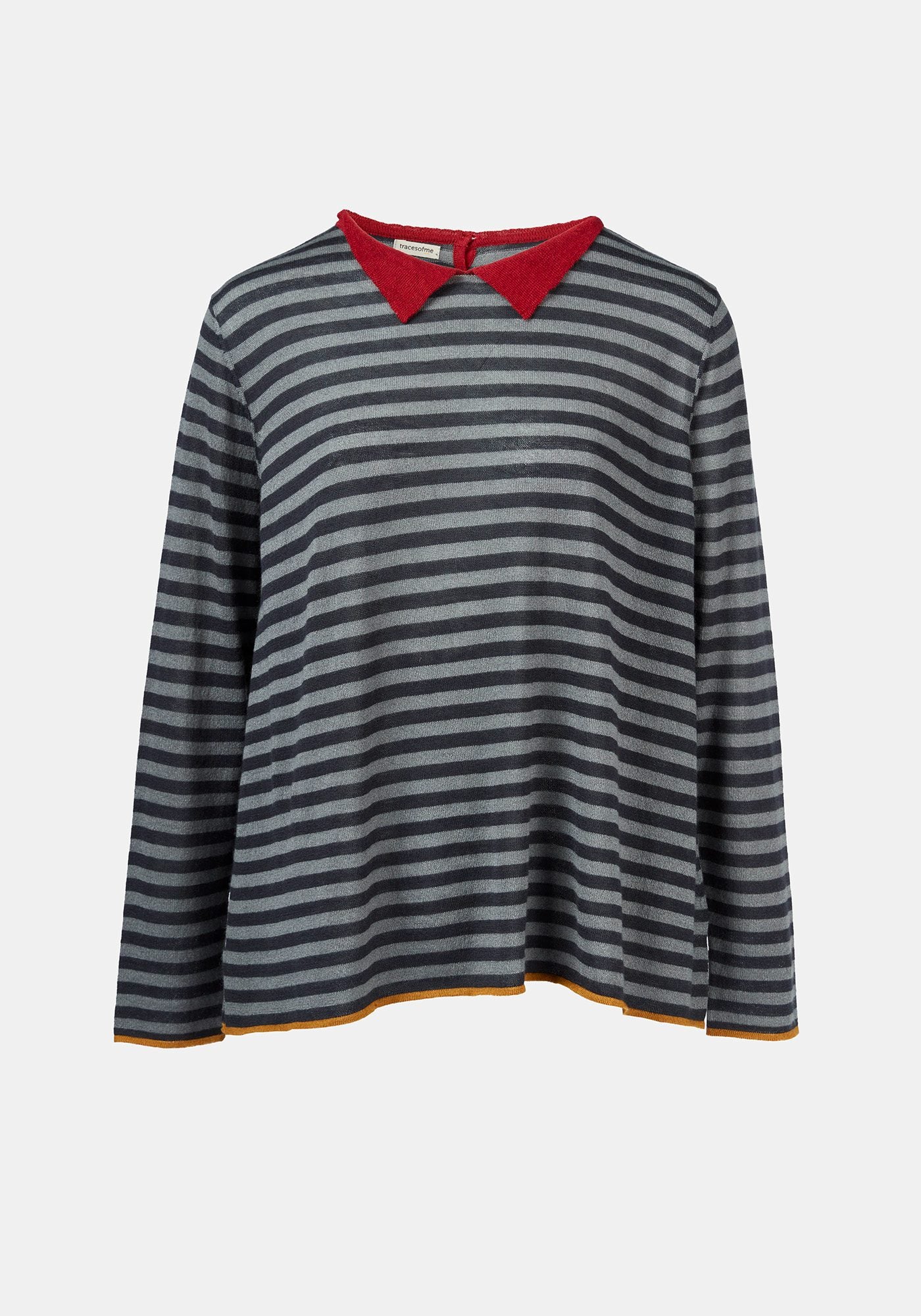 Top Key Round Neck Polo Stripes Dark Night - Traces of Me