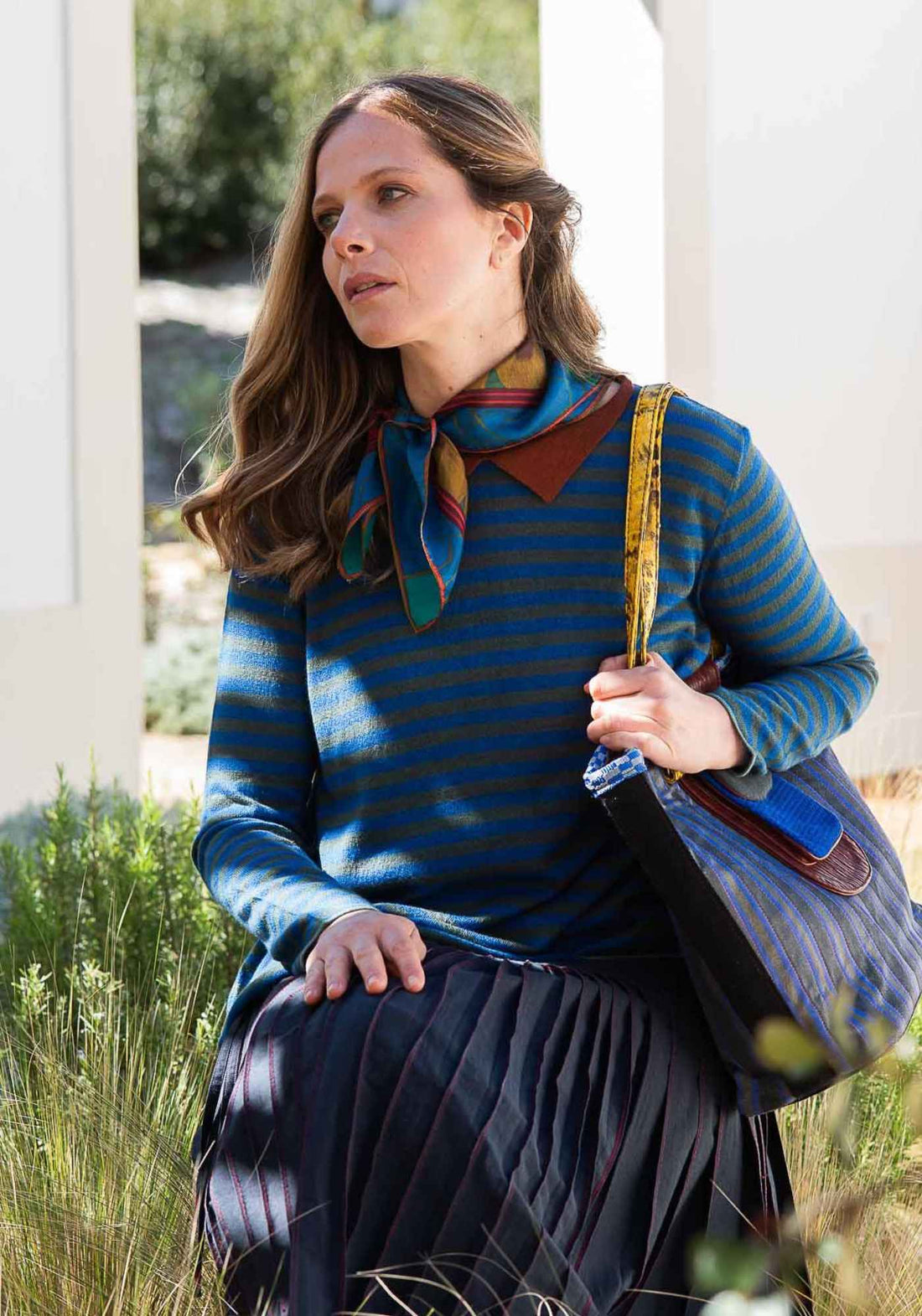 Top Key Round Neck Polo Stripes Duck Green - Traces of Me