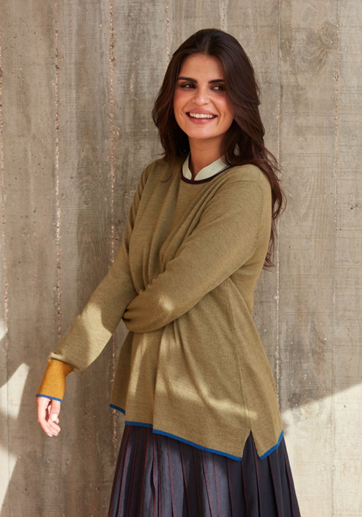 Top Key Round Neck Sage Green - Traces of Me