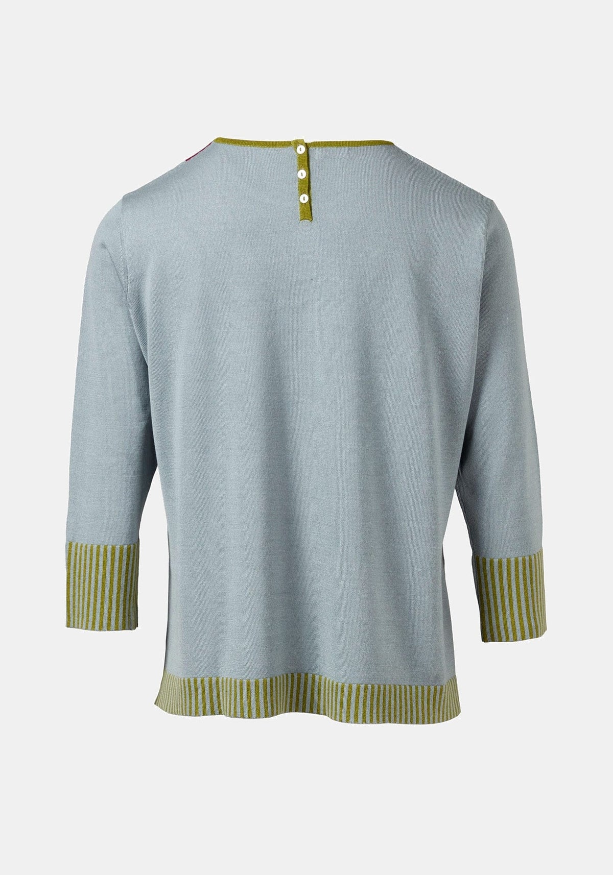 Top Key Round Neck Stripe – Jadeite, seda-mistura de algodão, vista alternativa | Traces of Me