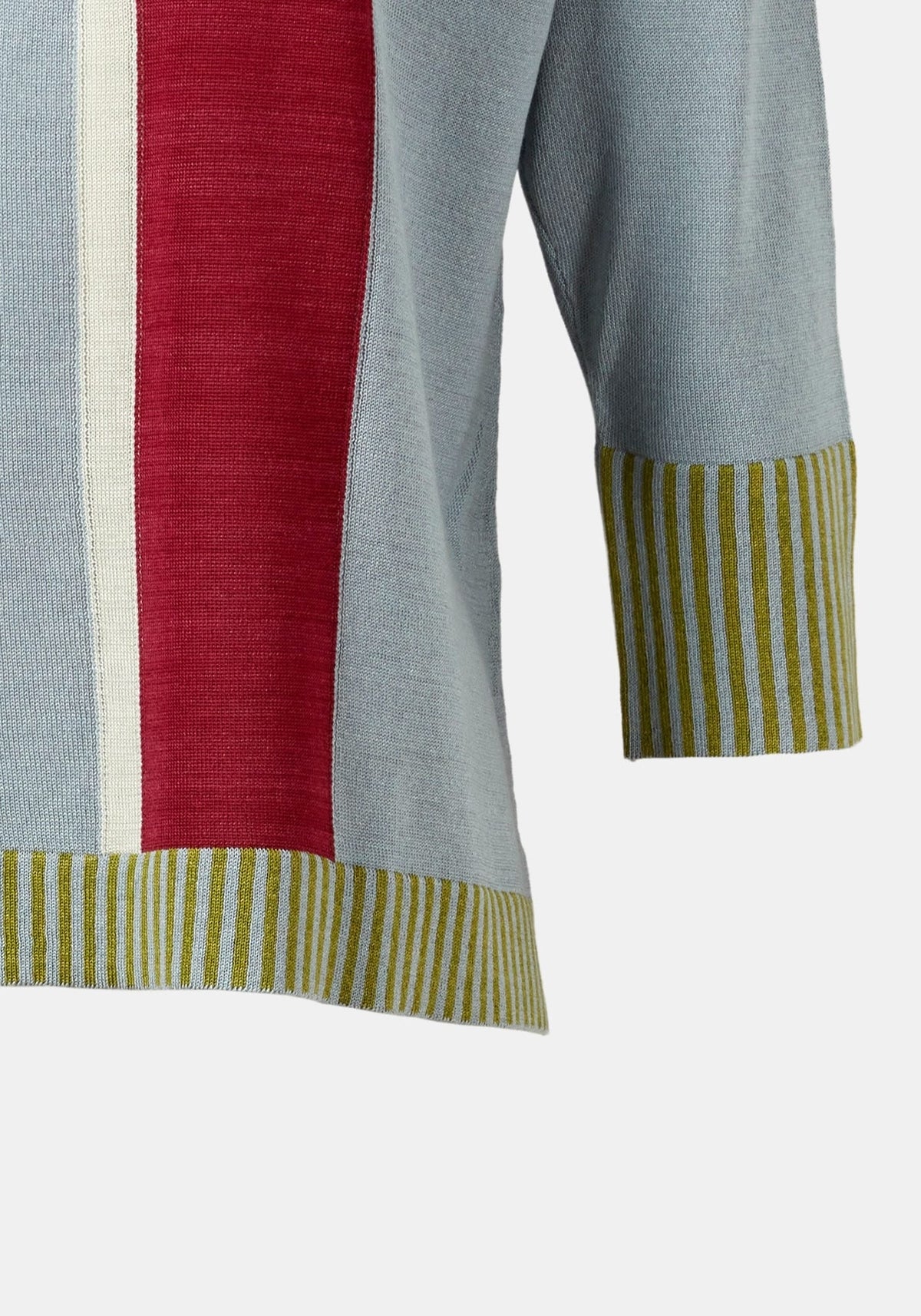 Top Key Round Neck Stripe – Jadeite, seda-mistura de algodão, vista alternativa | Traces of Me
