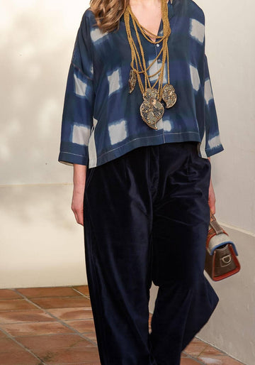 Trousers Kate Velvet Mood Dark Night - Traces of Me