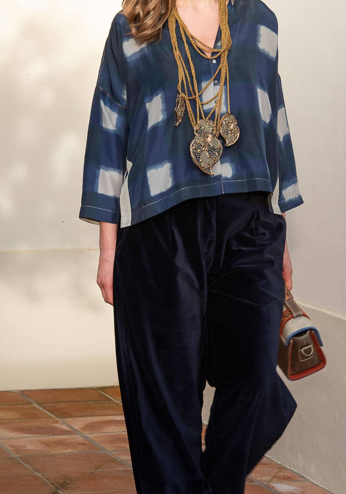 Trousers Kate Velvet Mood Dark Night - Traces of Me