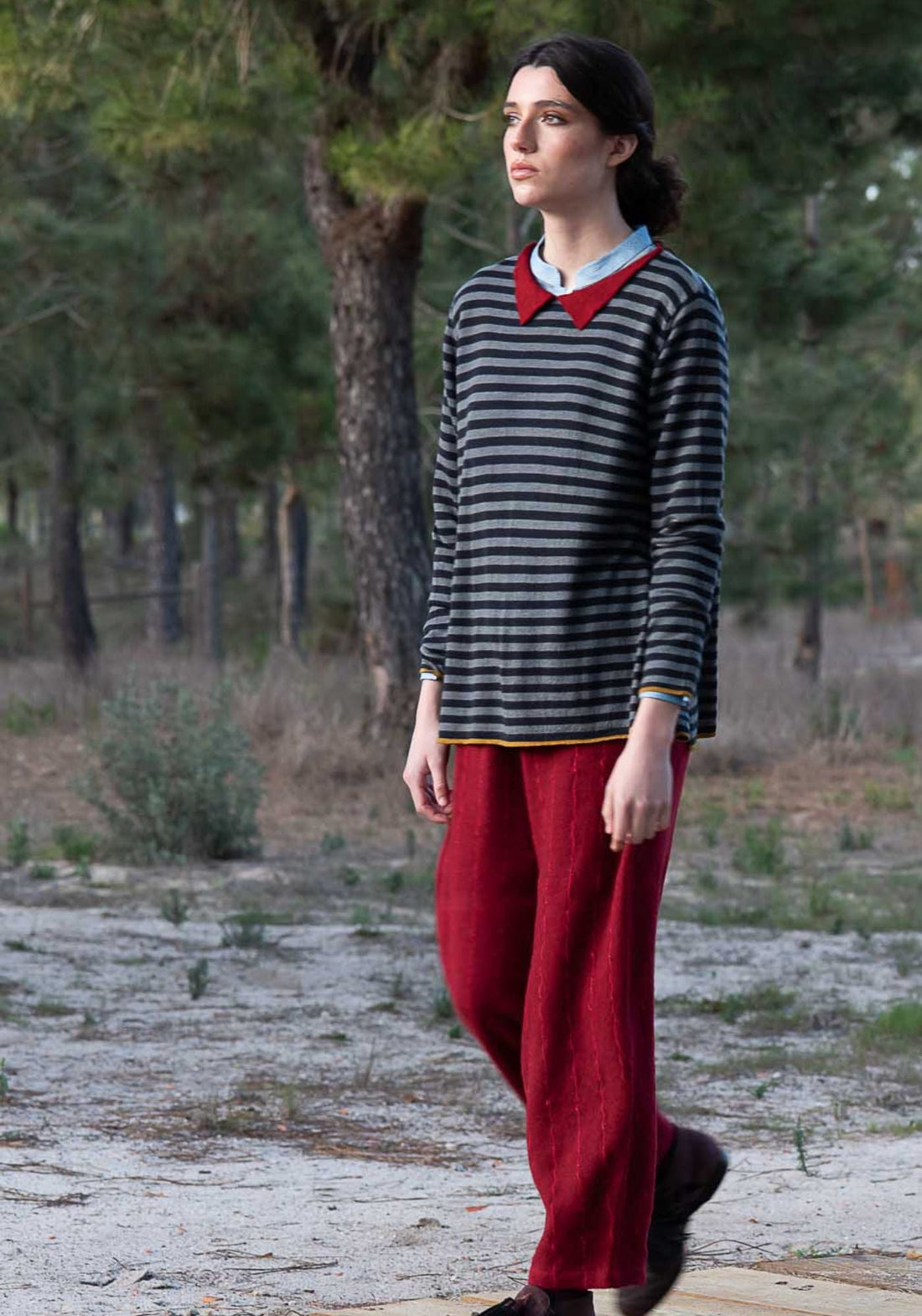 Trousers Oriental Hemp Stripes Cherry - Traces of Me