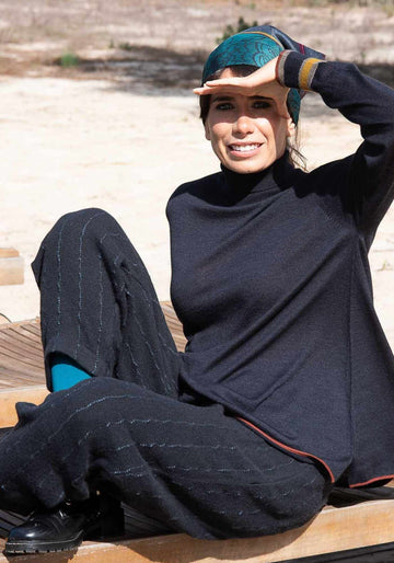Trousers Oriental Hemp Stripes Dark Night - Traces of Me