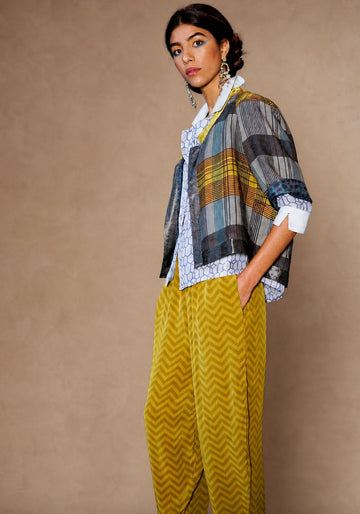 Trousers Oriental Waves Antique Moss - Traces of Me