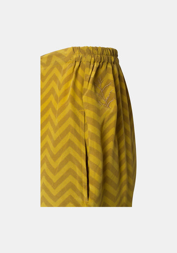 Trousers Oriental Waves Antique Moss - Traces of Me