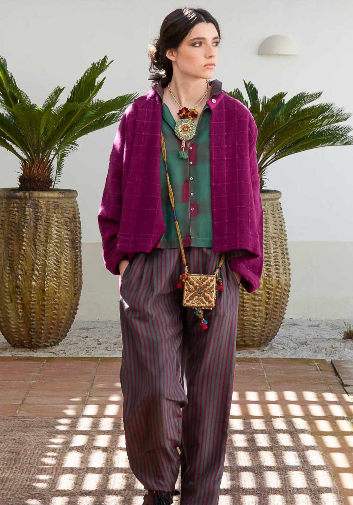 Trousers Peter Stripes Duck Green l Cheery - Traces of Me