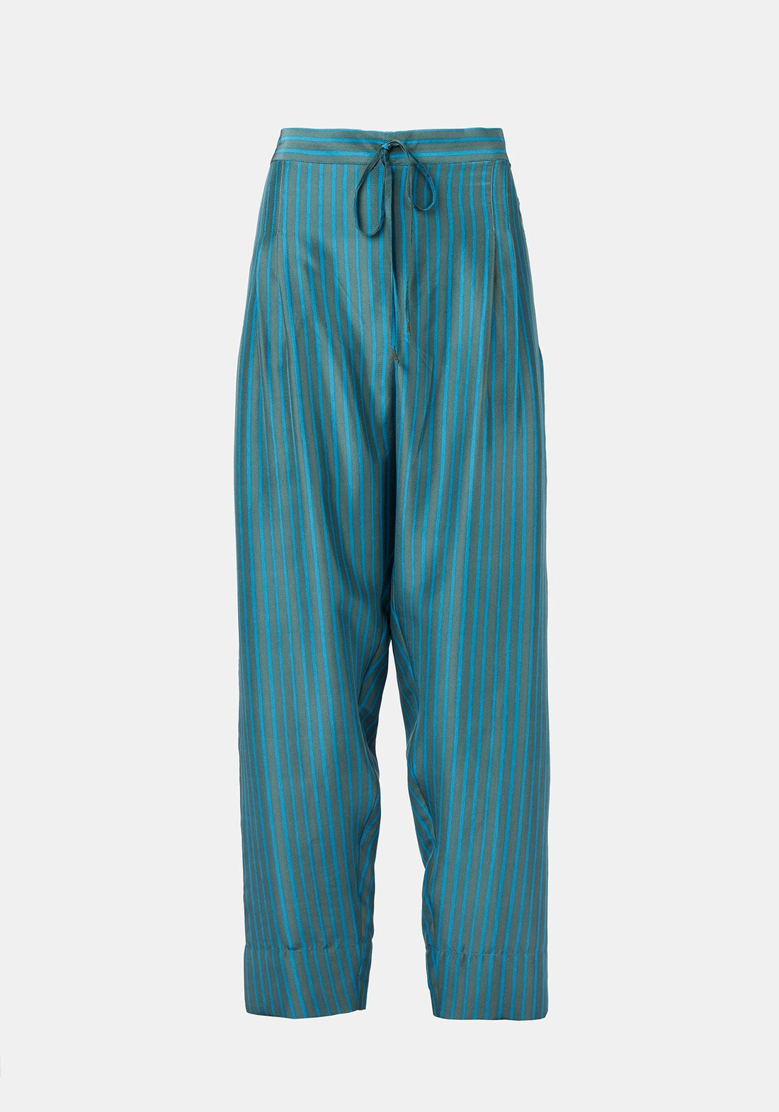 Trousers Peter Stripes Duck Green l Snorkel Blue - Traces of Me