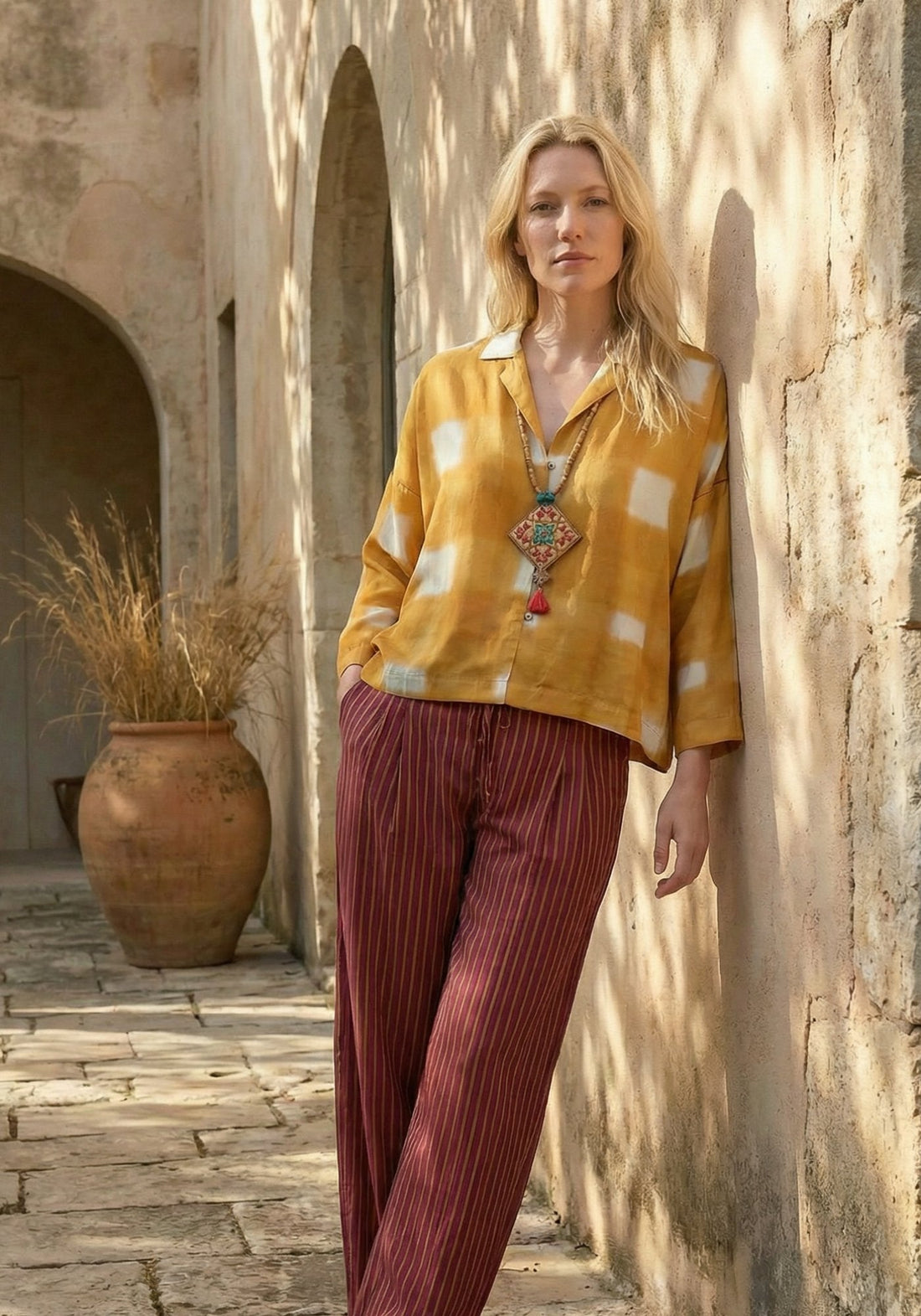 Trousers Peter Stripes Prune - Traces of Me