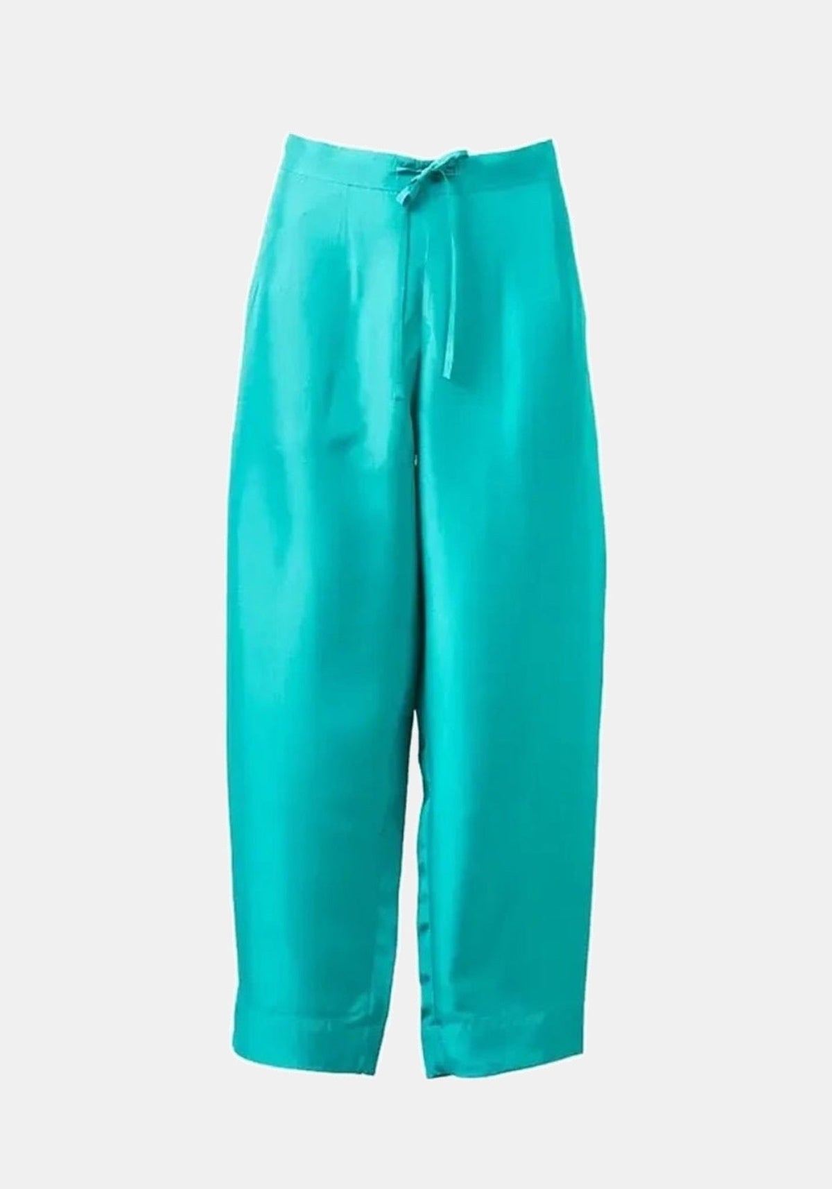 Calças Still Teal Blue – seda, vista de produto | Traces of Me