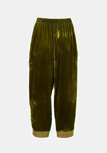 Calças Still Velvet Mood – Leaf, seda-viscose blend, vista alternativa | Traces of Me