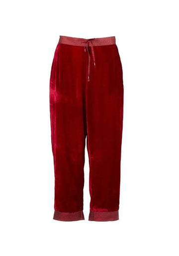 Trousers Still Velvet Mood – Framboise, silk-viscose blend, product view | Traces of Me