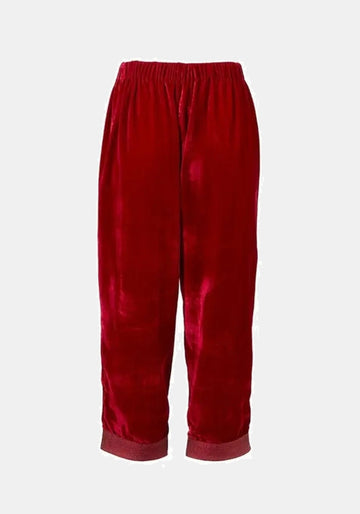 Calças Still Velvet Mood – Framboise, seda-viscose blend, vista alternativa | Traces of Me