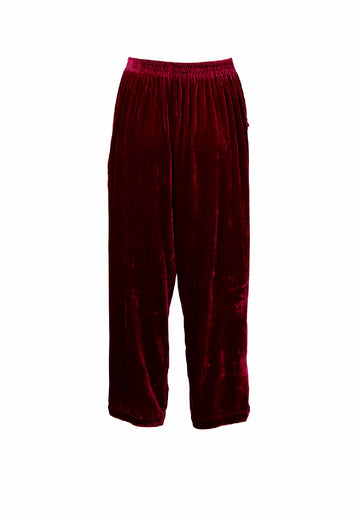 Trousers Still Velvet Mood – Cherry, silk-viscose blend, alternate view | Traces of Me