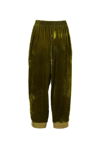 Trousers Still Velvet Mood – Leaf, silk-viscose blend, alternate view | Traces of Me
