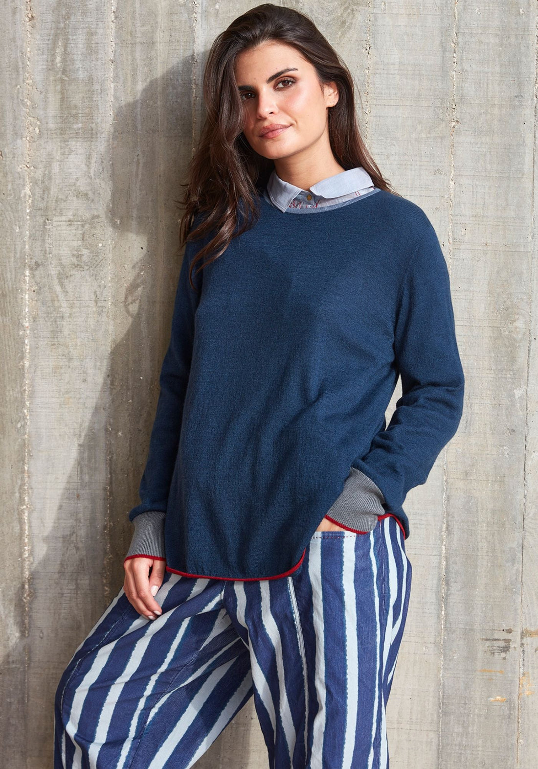 Trousers Zayin Watercolour Stripes Indigo - Traces of Me