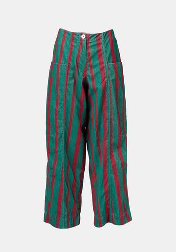 Trousers Zayin Watercolour Stripes Malachite Green - Traces of Me