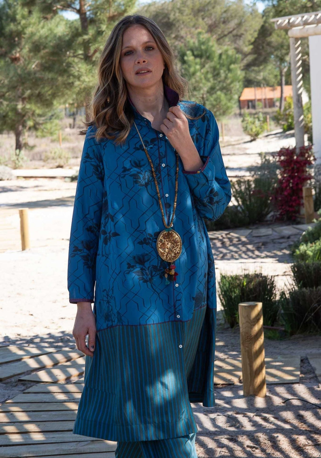 Tunic Chopin Taj Flowers Snorkel Blue - Traces of Me