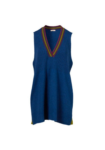 Vest Marigold Sapphire – silk-yak wool blend, product view | Traces of Me