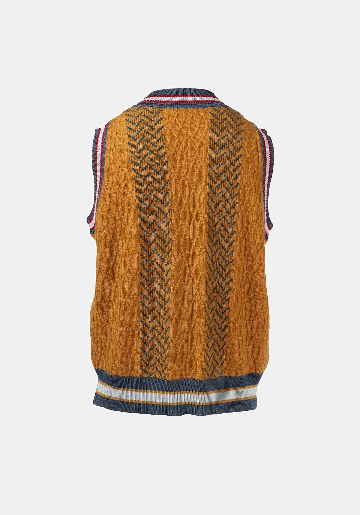 Colete Tender Jacquard Cable Amber – Amber / Navy, caxemira blend, vista alternativa | Traces of Me