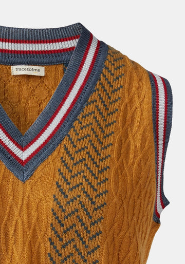 Vest Tender Jacquard Cable Amber - Traces of Me