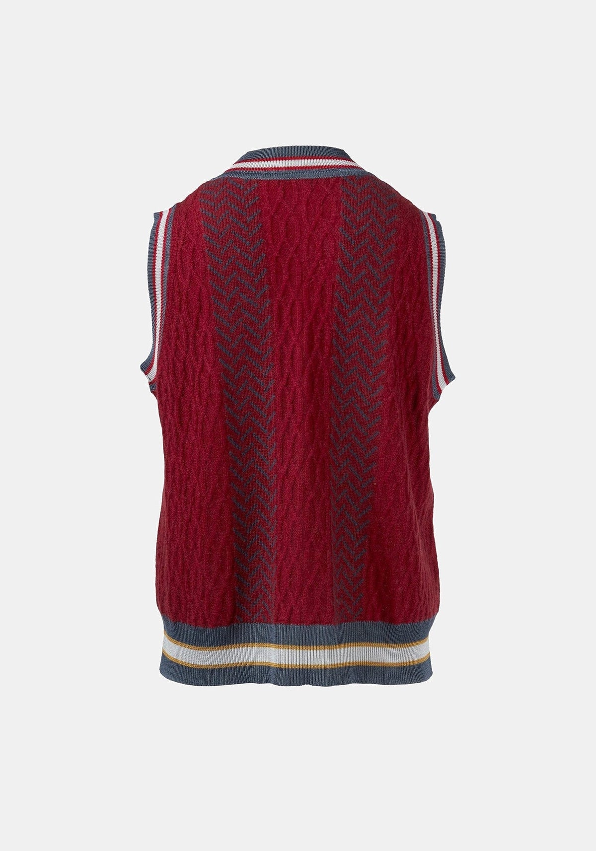 Colete Tender Jacquard Cable Cherry – Cherry / Navy, caxemira blend, vista alternativa | Traces of Me