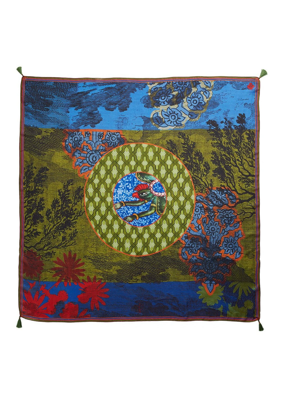 Silk Scarf Square Indian Tale - Traces of Me